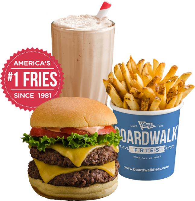 French Fries, Hamburger, and a Milkshake